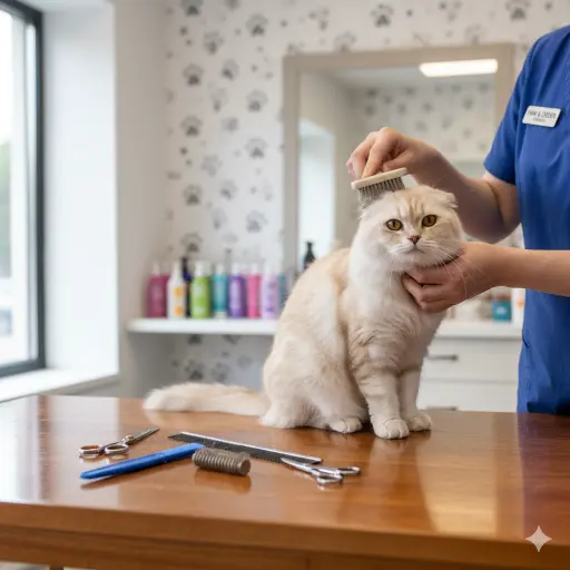 Scottish Straight cat grooming basics including brushing, coat care, and hygiene
