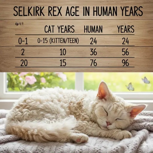 Selkirk Rex cat age calculator chart converting cat years to human years