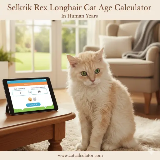 Selkirk Rex Longhair cat age calculator chart converting cat years to human years