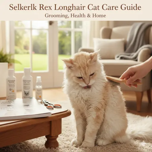 Selkirk Rex Longhair cat care guide covering daily care, grooming, and indoor living needs
