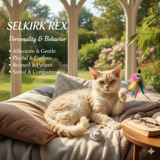 Selkirk Rex cat personality and behavior traits shown in a friendly home environment