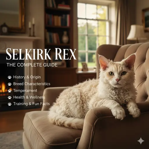 Selkirk Rex cat full breed guide showing curly coat, round body, and facial features