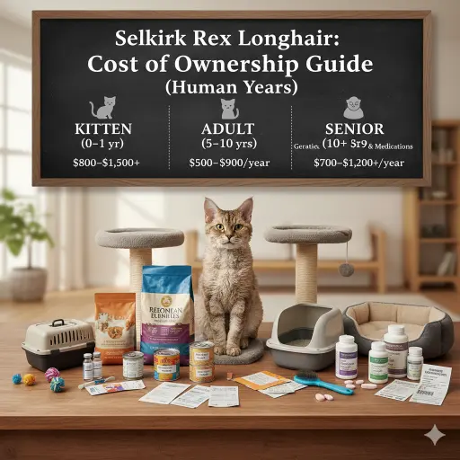 Selkirk Rex Longhair cat cost of ownership including food, grooming, and veterinary expenses