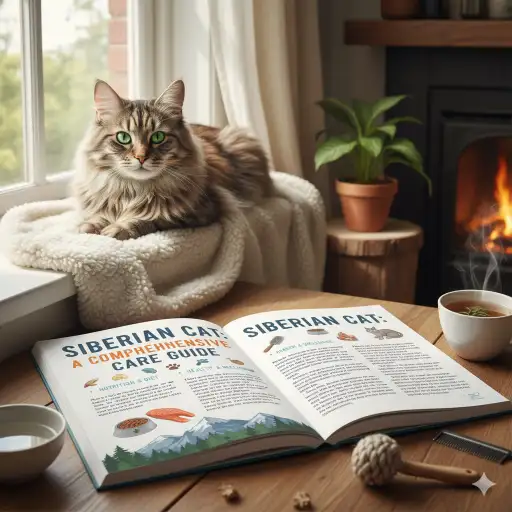 Siberian cat care guide covering daily care, grooming, and activity needs