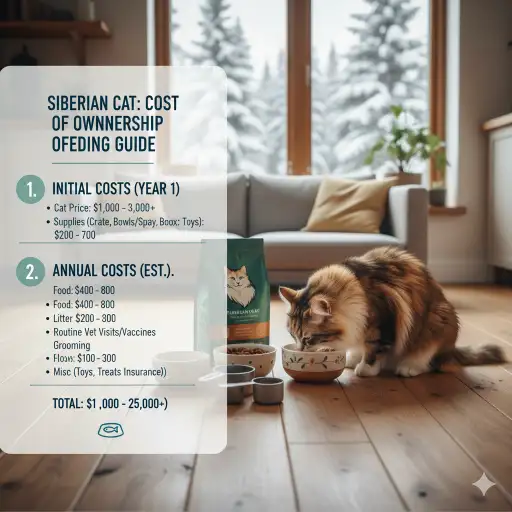 Siberian cat cost of ownership including food, grooming, and veterinary expenses