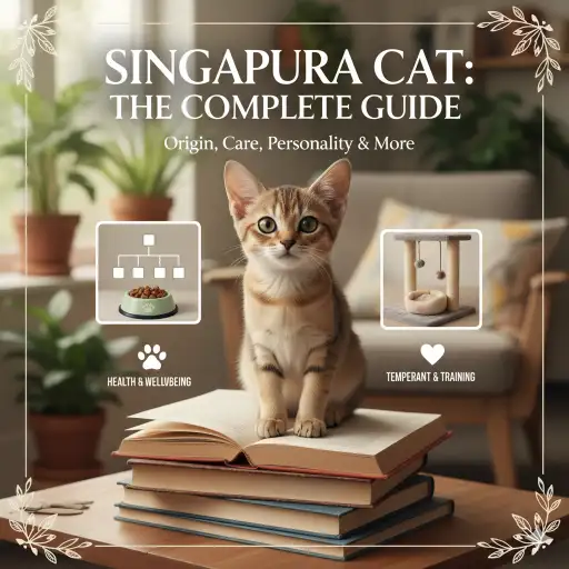 Singapura cat full breed guide showing small body size, ticked coat, and large expressive eyes