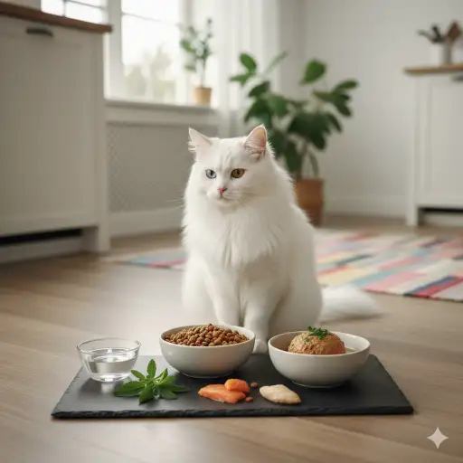 Turkish Angora cat diet and nutrition guide with healthy feeding recommendations