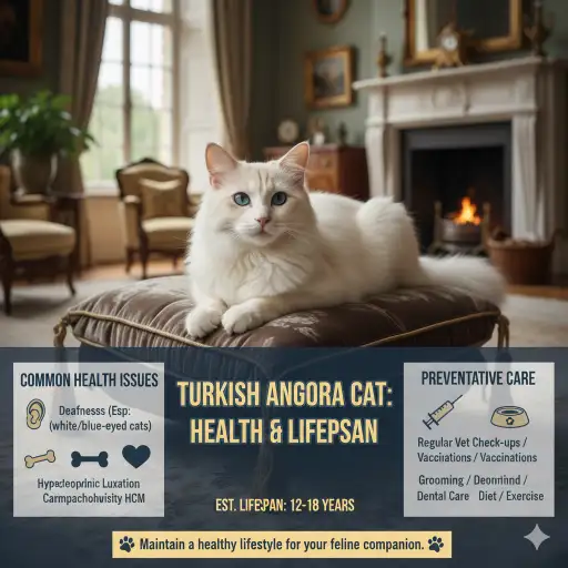Turkish Angora cat health issues and lifespan overview with wellness focus
