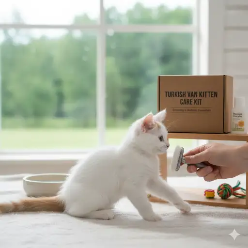 Turkish Van kitten care guide showing early growth, feeding, and care needs